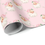 Vintage Pink Santa on Pink Wrapping Paper<br><div class="desc">The sweetest little Pink vintage Santas on a pink background. Perfect for Grandmillennial Christmas styles and Pink Christmas lovers!</div>