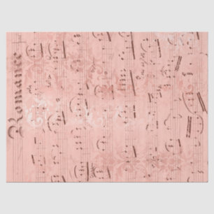 Vintage Pink Sheet Music Decoupage Tissue Paper