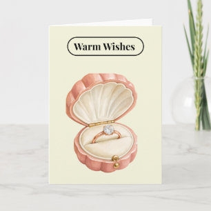 Vintage Pink Shell Ring Box & Diamond Ring Engagem Card