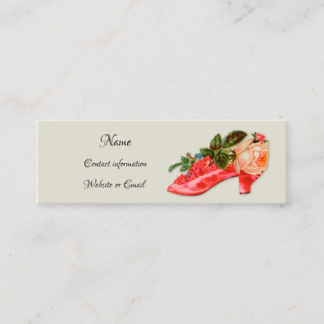 Vintage Pink Shoe  Mini Business Card (Front)