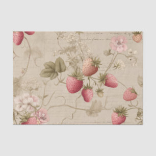 Vintage Pink Strawberries Tissue Paper