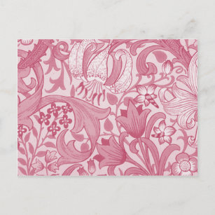 Vintage Pink Swirl Flower Paisley Abstract Pattern Postcard