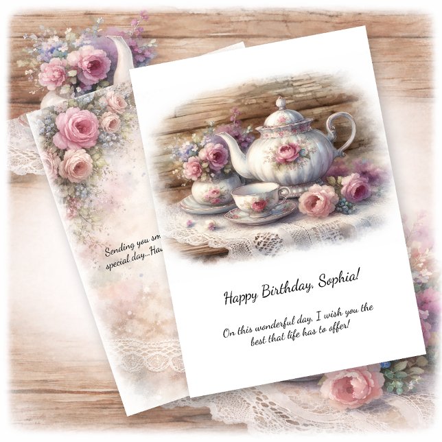 Vintage Pink Tea Setting Birthday | Invitation (Creator Uploaded)