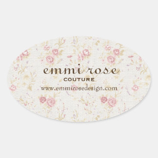 Vintage Pink Tiny Rose Print Oval Sticker