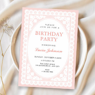 Vintage Pink Toile birthday Invitation