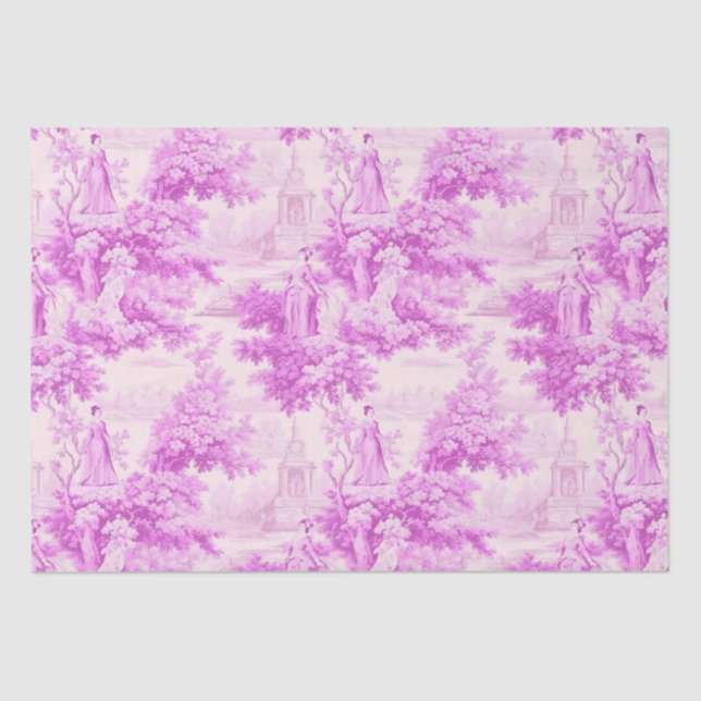 Vintage pink toile de joy tissue paper (Front)