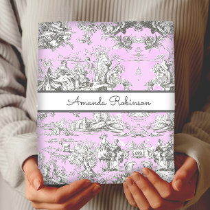 Vintage Pink Toile Floral Lake Monogram Wedding Wrapping Paper Sheet