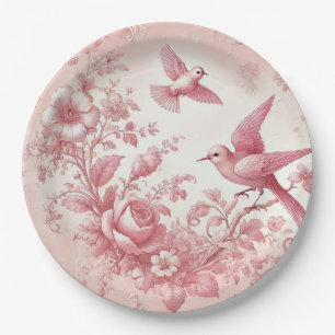 Vintage Pink toile Paper Plates