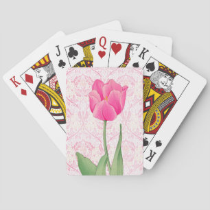 Vintage Pink Tulip Flower Playing Cards