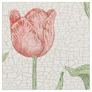 Vintage Pink Tulip Garden Floral Pattern Fabric