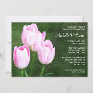 Vintage Pink Tulips Bridal Shower Invitation