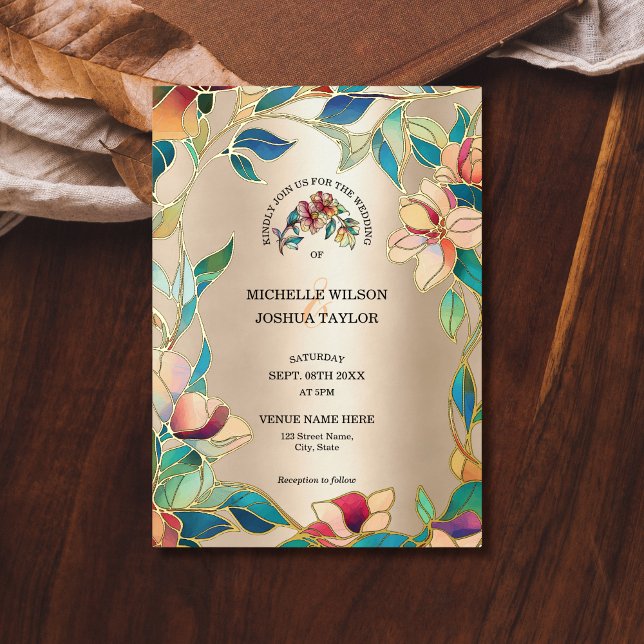 Vintage Pink Turquoise Stained Glass Art Nouveau (Creator Uploaded)