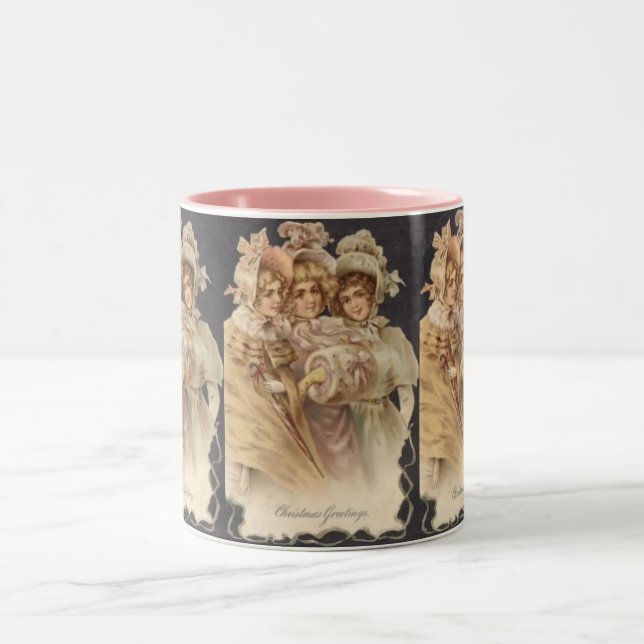 Vintage Pink Victorian Christmas Mug (Center)