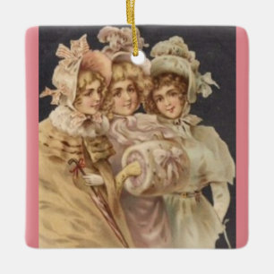 Vintage Pink Victorian Christmas Ornament