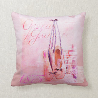 Vintage Pink Watercolor Ballerina Dancer Ballet Cushion