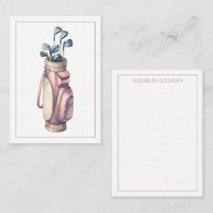 Vintage Pink Watercolor Golf Clubs Personalised Card