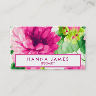 Vintage Pink Watercolor Peonies Personalised Business Card