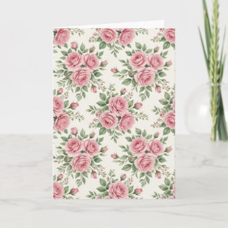 Vintage Pink Watercolor Roses Floral Seamless Card