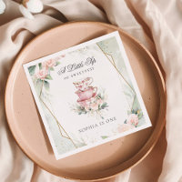 Vintage Pink Watercolor Tea Party 1st Birthday