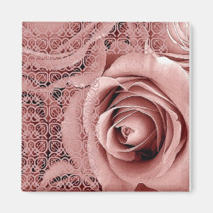 Vintage Pink Wedding Rose Bouquet with Lace Magnet