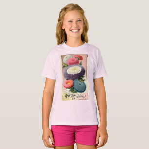 Vintage Pink White Aster Flowers Painting  T-Shirt