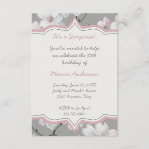 Vintage Pink White Dogwood Floral Party Invitation