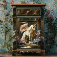 Vintage Pink Winged Fairy Forest Unicorn Decoupage