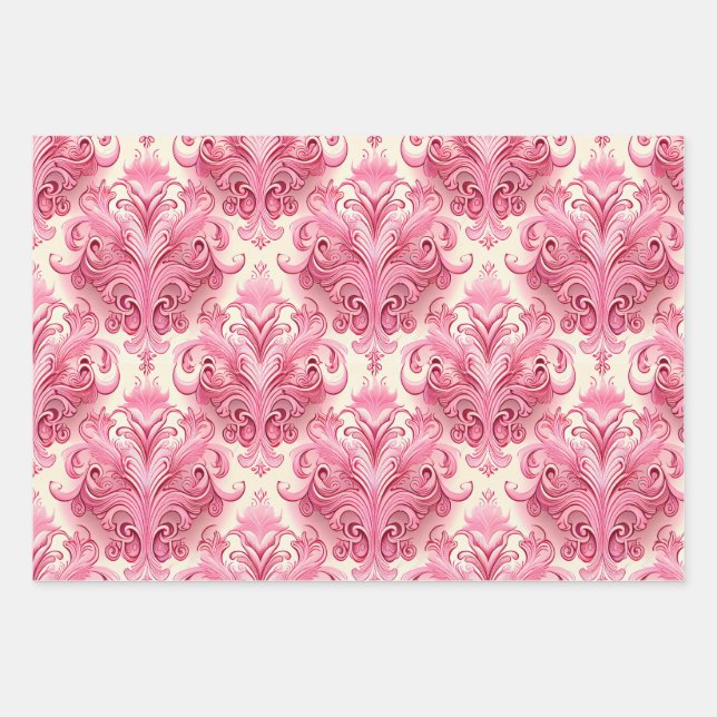 vintage pink wrapping paper sheet (Front)