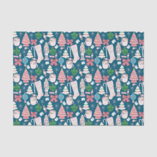 Vintage Pink Xmas - Teal Blue Tissue Paper