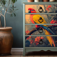 Vintage Pink Yellow Parrot