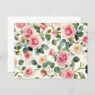 Vintage Pink Yellow Roses Mother's Day Holiday Postcard