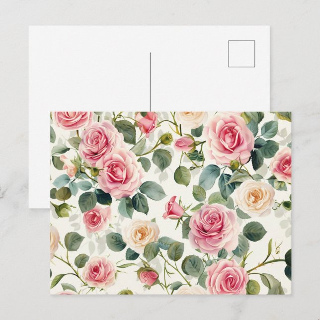 Vintage Pink Yellow Roses Mother's Day Holiday Postcard (Front/Back)