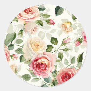 Vintage Pink Yellow Roses Sticker