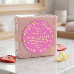 Vintage pink yellow soap cosmetic packaging label
