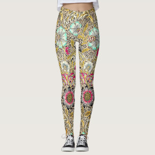 Vintage pink yellow William Morris's Corncockle Leggings