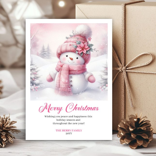 Vintage Pinkmas Editable Christmas Scene Greeting  Holiday Card (Vintage Pinkmas Editable Christmas Scene Greeting Card

)