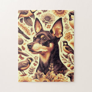Vintage Pinscher Illustration Jigsaw Puzzle
