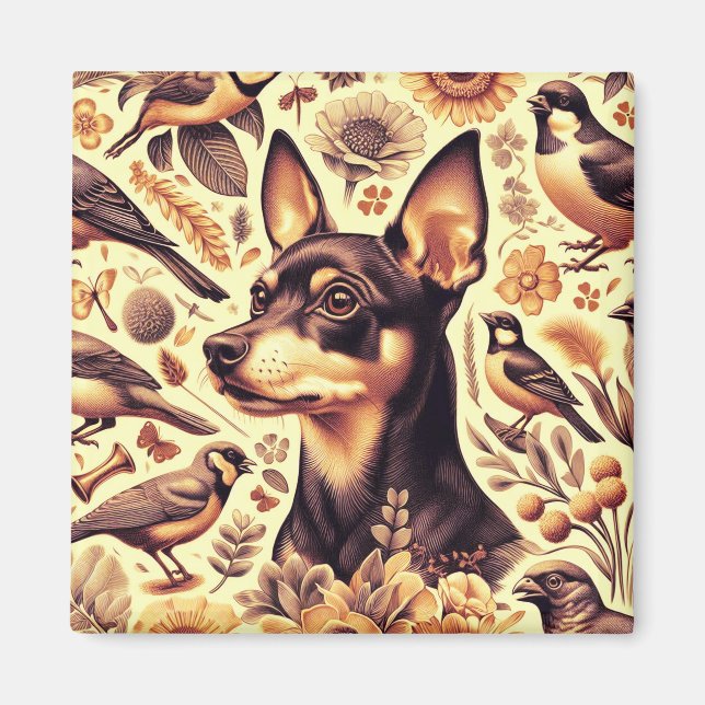 Vintage Pinscher Illustration Magnet (Front)