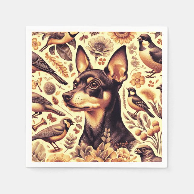 Vintage Pinscher Illustration Napkin (Front)