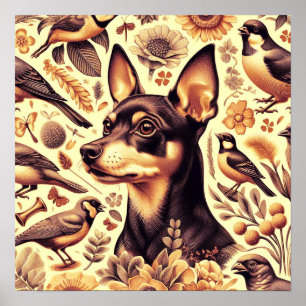 Vintage Pinscher Illustration Poster