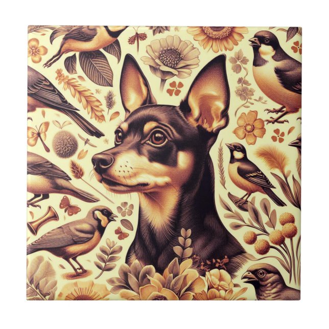 Vintage Pinscher Illustration Tile (Front)