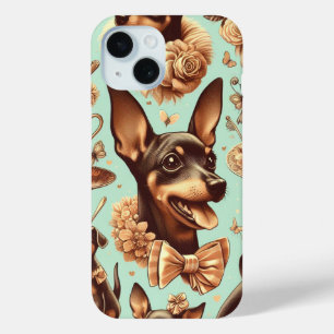 Vintage Pinscher Seamless Illustration iPhone 15 Case