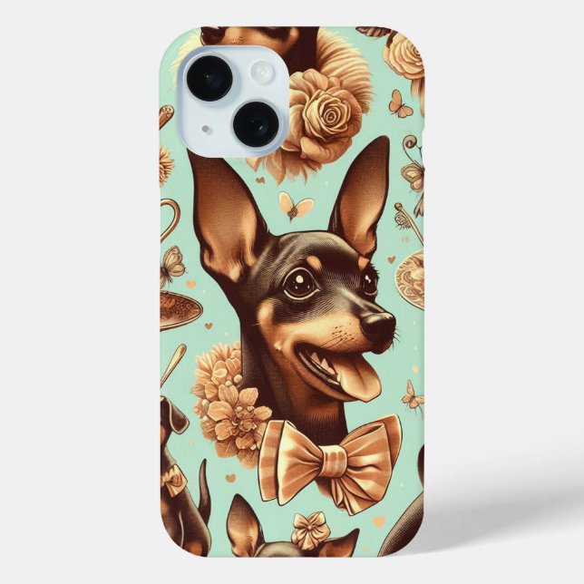 Vintage Pinscher Seamless Illustration Case-Mate iPhone Case (Back)