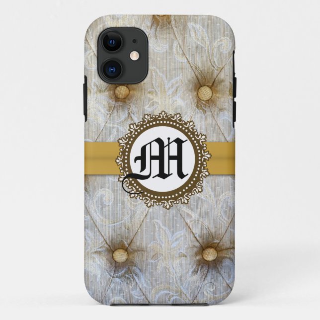 Vintage Pintuck Fabric Monogram IPHONE 5 Case (Back)