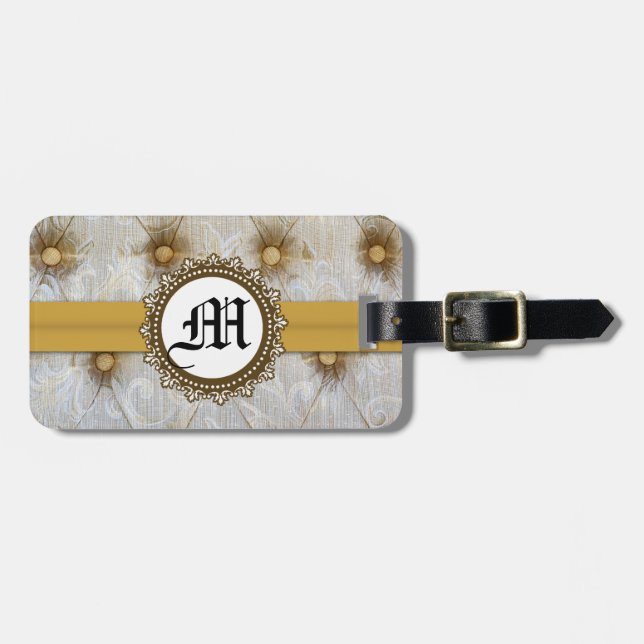 Vintage Pintuck Fabric Pin Tuck Luggage Tag (Front Horizontal)