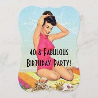 Vintage Pinup Girl and Sea Shell Party Invitation