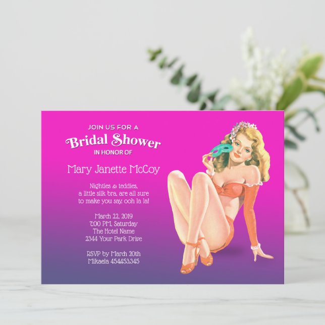 Vintage Pinup Girl Bridal Shower Invitation (Standing Front)