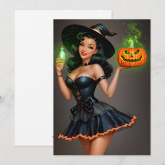 Vintage Pinup Halloween Invitation