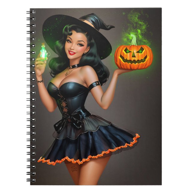 Vintage Pinup Halloween Notebook (Front)