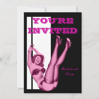 Vintage pinup poledancer invitation